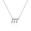Sparkling silver necklace featuring red zircon paved lucky number 777 pendant charms - Platinum-777 (Red Zircon)