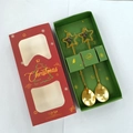 Christmas gift set featuring two golden stainless steel spoons with star charms in a box - Silver / 410 Star Pendant Spoon Two-piece Set