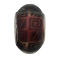 Brownish red glass bead with spiral patterns and a metal core for DIY bracelets - Graphic Pattern Style (11512)