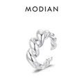 Polished S925 sterling silver twisted open ring in bright silver minimalist style - 925 Sterling Silver Twisted Open Ring / Silver