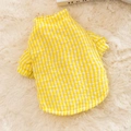 Yellow seersucker checkered pet vest with turtleneck design for small dogs and cats - XS / Yellow