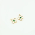 18k gold-plated clover pendant with white shell inlay and green emerald gemstone - Green Zircon Clover 13mm