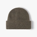 Classic ribbed knit beanie in warm brown wool blend with a stylish folded cuff - Adjustable / Knitted Cuffed Style (24B064) / Brown