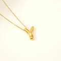 Collier en acier inoxydable plaqué or 18k avec pendentif lettre Y style ballon - Lettre Y (S-P062-Y)