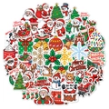 50-100pcs colorful Christmas vinyl stickers featuring Santa Claus and reindeer designs - Copyright Original Christmas 50 Sheets (N52)