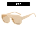 Vintage oversized square sunglasses with cream beige frame and light brown lenses - Cream Light Brown