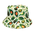 Dettaglio del cappello a secchiello bianco con stampa avocado e cuciture di pregio - M (56-58cm) / Avocado Bianco