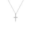 Elegante collana con ciondolo a spada in argento sterling S925 con accenti di zircone - Platino