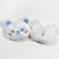 Detailed view showing the soft plush texture and heart blush embroidery on white bear brooch - Bear Original (Open Back)