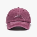 Gorra de béisbol vintage lavada color púrpura oscuro con bordado de montaña blanco - Ajustable / Burdeos