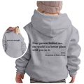 Sweat à capuche gris pour enfants avec texte inspirant et poignets côtelés en gris - 100cm / Gris Clair 1