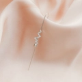 Elegant silver-toned heart-beat ear crawler featuring sparkling zircons on satin fabric - Lightning Style (DZ-710)