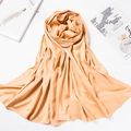 Luxurious golden silk satin scarf elegantly folded with glossy finish and soft texture - 180*70cm / Light Khaki