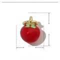 Macro view of red apple enamel pendant with 11mm height and 6mm width dimensions - Mini Red Apple (VH560)