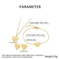Specifiche dettagliate delle dimensioni del set di gioielli a cuore in acciaio inossidabile - Strass Dorato (KS221867-HR)