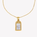 Tarot card necklace in 18K gold plated stainless steel with moon and stars motif - Moon Tarot Card Necklace - Two-Tone