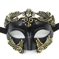 Masque de guerrier romain vintage en noir mat avec détails en relief doré chic - Romain - Noir Or