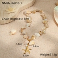 Detail showing shell necklace dimensions 44 plus 3cm and starfish pendant size 3.2cm - New White Shell Necklace