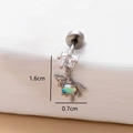 Detailed view of silver flower cartilage stud with 1.6cm length and 0.7cm width dimensions - Silver 5# Moon Star Unicorn