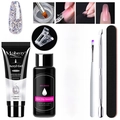 Kit de 7 piezas de gel de extensión de uñas con purpurina plateada y herramientas - Cielo Plateado Purpurina (PGS012)