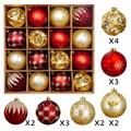 16-piece Christmas ball ornament set in red and gold with glitter finish and matte texture - Red & Gold - 16PCS