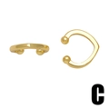 Ear cuff vintage dorati minimalisti con design a C lucido e terminali a sfera liscia - Stile C-Design con Doppia Sfera