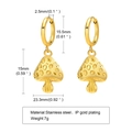 Boucles d'oreilles champignons dorées en acier inoxydable avec dimensions et poids 7g - 1 Paire de Boucles d'Oreilles