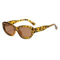 Vintage cat-eye sunglasses with bold yellow leopard print frame and dark brown lenses - Tortoise Frame Tea Lens