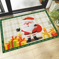 Cartoon Santa Claus Christmas doormat with non-slip texture and festive patterns - 40x60cm / Santa & Candles