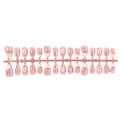 Short almond press-on nails with white flower designs and gold accents on pink base - Striped Style (B1-13715)