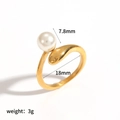 Detailed macro view showing the 7.8mm pearl and golden snake texture on this chic ring - Snake Shape Pearl Style(TR4544)