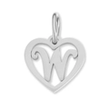 Silver stainless steel hollow heart pendant with letter W for DIY necklaces and bracelets - Letter-W / Silver