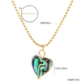 Golden heart-shaped abalone shell necklace with a chic ball chain and size specifications - Heart Necklace / Gold