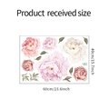 Detail of pink watercolor peony wall decals showing 60cm x 40cm dimensions and layout - 40*60cm Layout