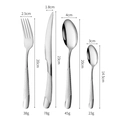 Silver stainless steel cutlery set with diamond pattern handle including knife fork and spoons - Silver 4-Piece Set