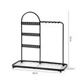 Matte black metal jewelry stand with 30x33x13.5cm dimensions for earrings and necklaces - Black