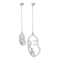 Pendientes modernos de acero inoxidable con contorno de cara en color plateado - Color Acero (KE97909-KLX)
