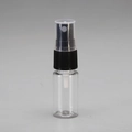 Clear cylindrical plastic spray bottle with black mist nozzle and transparent cap - 15ml / Transparent Bottle Black Spray