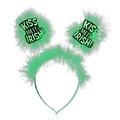 St. Patrick's Day green headband with fluffy feathers and Kiss Me I'm Irish mini hats - Kiss Me Feather Headband