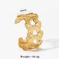 Golden stainless steel wide open cuff bracelet with hollow butterfly filigree design - Hollow Butterfly Row Style (A1117) / Gold