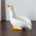 Bonita jabonera de pato de cerámica, soporte de jabón blanco y amarillo para el baño. - Pato lindo / Blanco