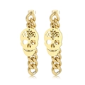 Pendientes de calavera dorados en acero inoxidable con cadena gruesa y diseño tipo punk - Dorado
