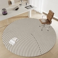 Round office chair mat with gray wave patterns on beige background for modern study rooms - Circle Fleece-Spiritual Stream