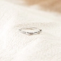 Elegant S925 sterling silver heart ring with sparkling paved diamonds on knit background - US Size 6 / White Gold