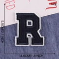 Navy blue embroidered letter R patch with white border for DIY clothing decor - Letter R / Navy Blue