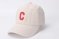 Close-up of cream baseball cap featuring high-quality red embroidered letter C detail - Kids (2-8 Years) / C Letter Light Beige