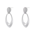 Dettaglio degli orecchini a goccia in argento con cristalli brillanti e finitura lucida - Stile a Goccia con Zirconia (VE1425 Oro Bianco)