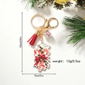 Porte-clés de Noël DIY avec anneau doré, pompon rouge et pendentif boule en verre - Canne de Bonbon