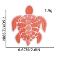 Detailed embroidery patch showing dimensions of the coral orange sea turtle applique - Coral Orange