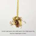 Christmas hanging ornament with large golden pine cone, ribbon bow and bells, 29cm length - Gold Pinecone D